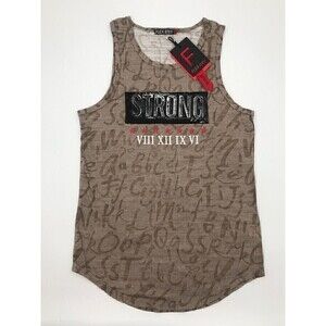 Flex Stey Design ‘Strong’ Print Curved-Hem Tank Top size Large